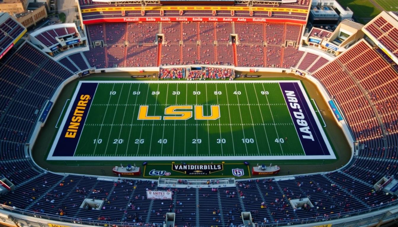 LSU vs Vanderbilt football game stadium aerial view