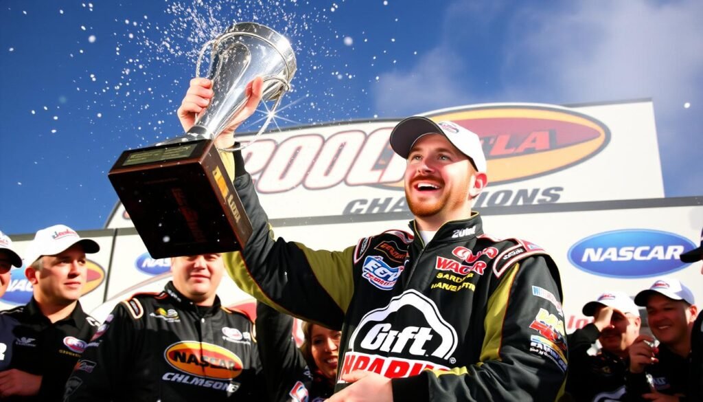 Greg Biffle celebrating his 2000 NASCAR Truck Series championship Greg Biffle celebrating his 2000 NASCAR Truck Series championship